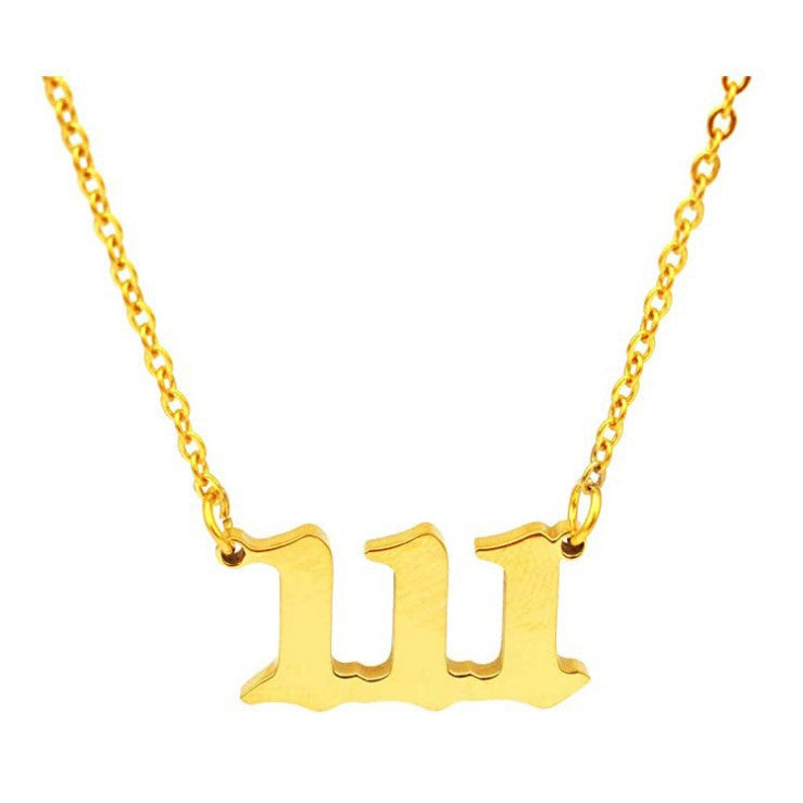 Angel Number Necklace 18k Gold Plated Hypoallergenic Stainless Steel 111 to 999