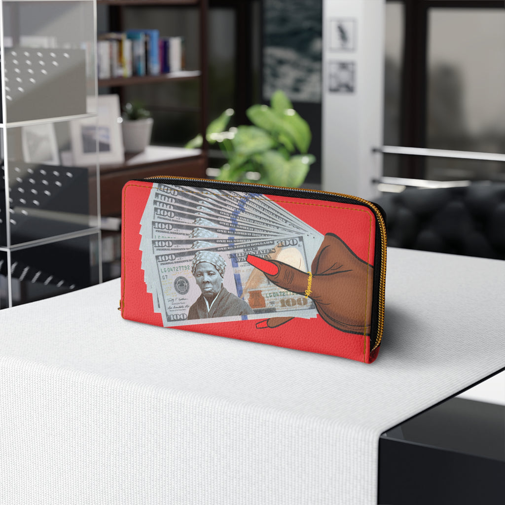 "All About the Tubmans" Red Zipper Wallet (Vegan Leather)