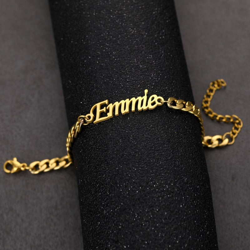 Custom Name Cuban Chain Bracelet 18k Gold Plated Stainless Steel 4mm Unisex Jewelry