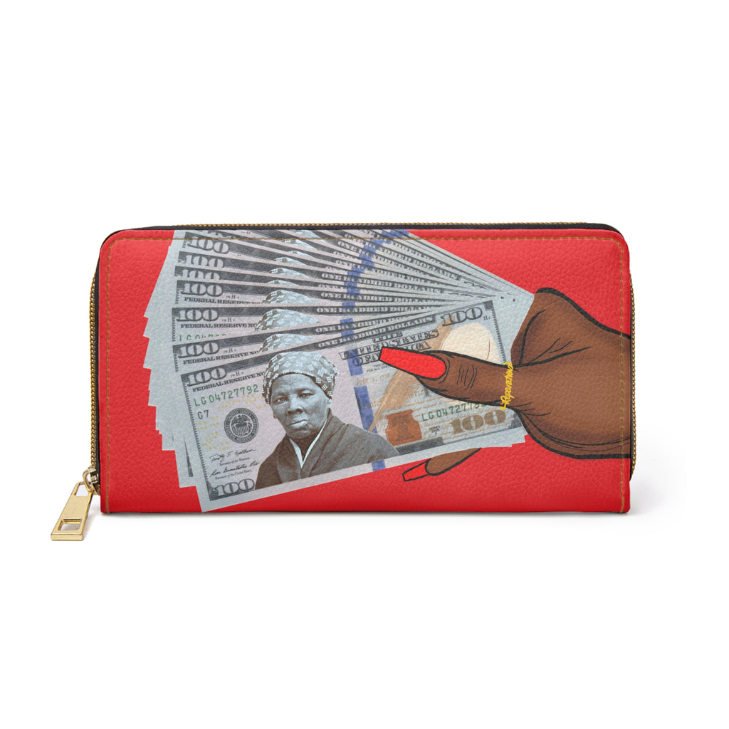 "All About the Tubmans" Red Zipper Wallet (Vegan Leather)