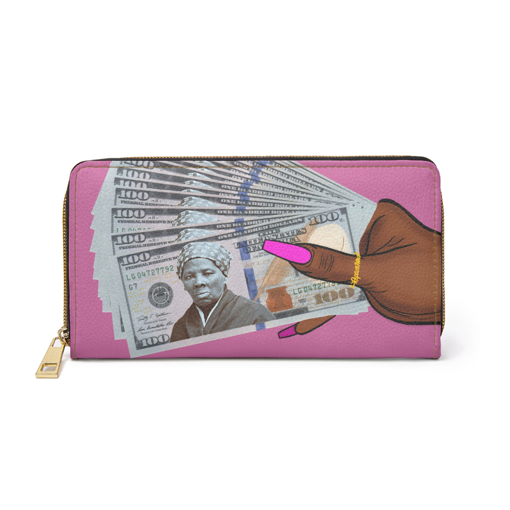 "All About the Tubmans" Hot Pink Zipper Wallet (Vegan Leather)