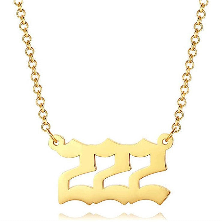 Angel Number Necklace 18k Gold Plated Hypoallergenic Stainless Steel 111 to 999