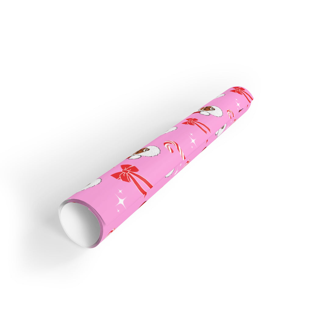 Pink Black Santa Claus Holiday Christmas Gift Wrapping Paper Rolls, 1pc