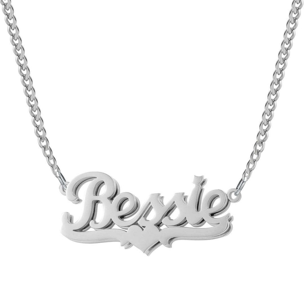 Double Plated Heart Custom Name Personalized Cuban Chain Necklace