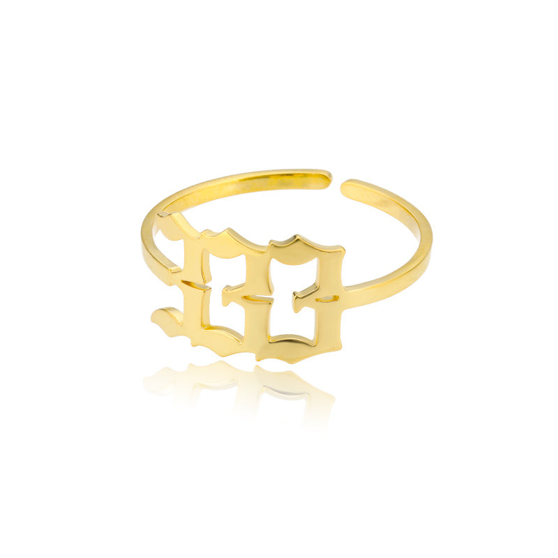 Angel Number Ring 18k Gold Plated Hypoallergenic Stainless Steel Adjustable Ring