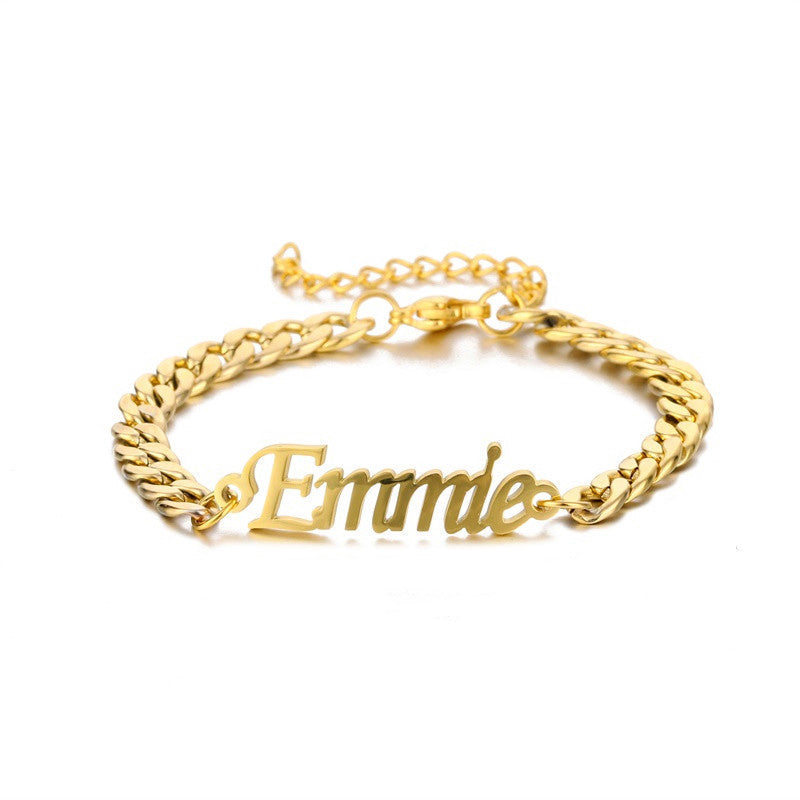 Custom Name Cuban Chain Bracelet 18k Gold Plated Stainless Steel 4mm Unisex Jewelry