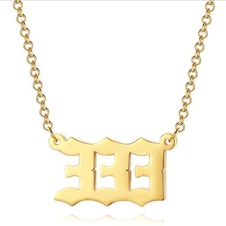 Angel Number Necklace 18k Gold Plated Hypoallergenic Stainless Steel 111 to 999