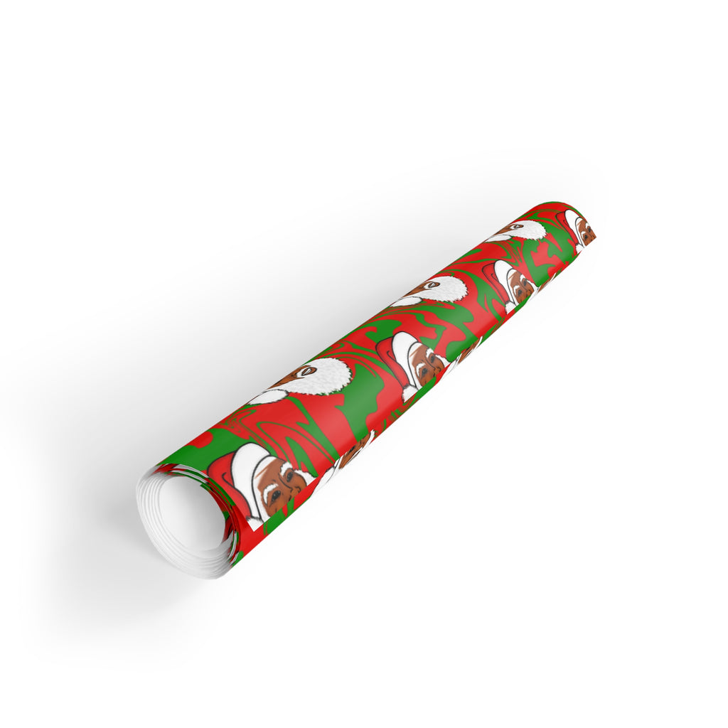 Black Santa Claus Holiday Christmas Gift Wrapping Paper Rolls, 1pc