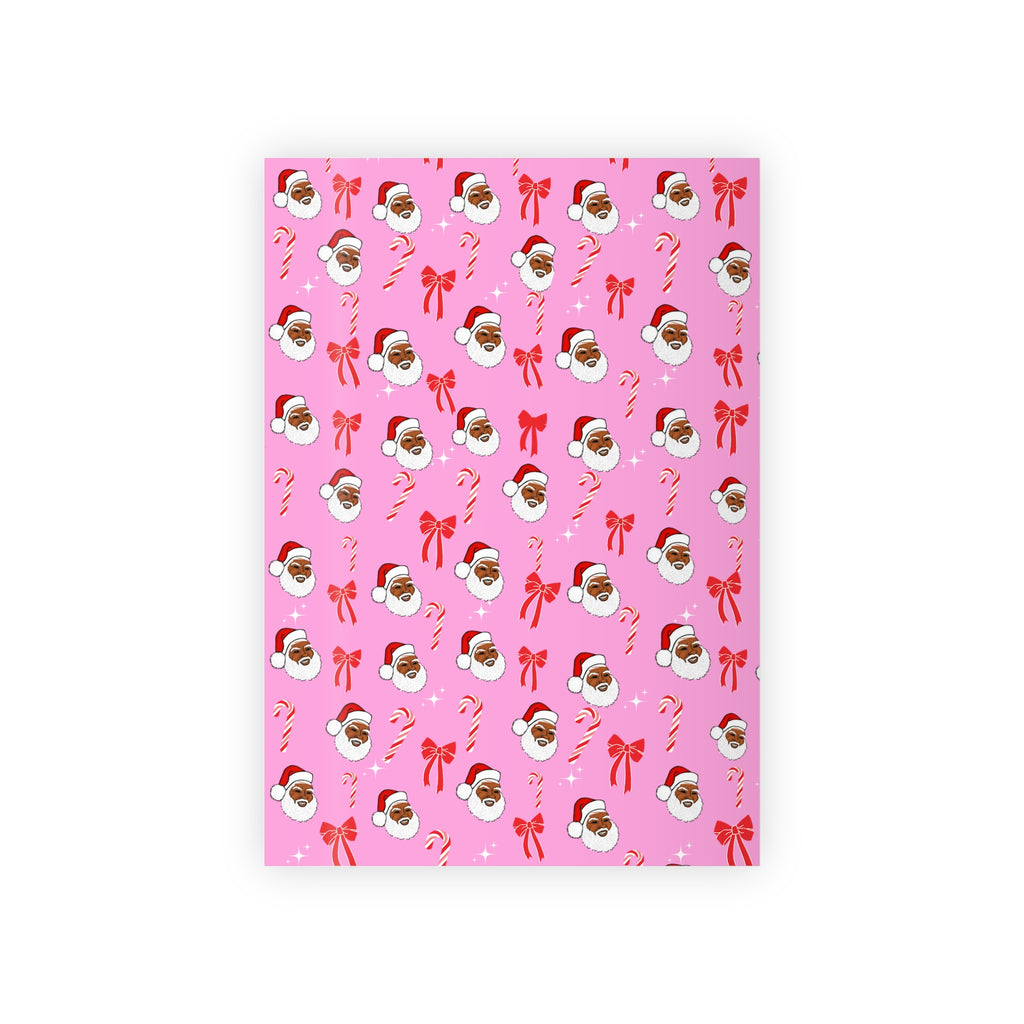 Pink Black Santa Claus Holiday Christmas Gift Wrapping Paper Rolls, 1pc