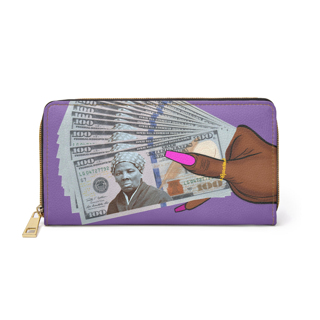 "All About the Tubmans" Purple Zipper Wallet (Vegan Leather)