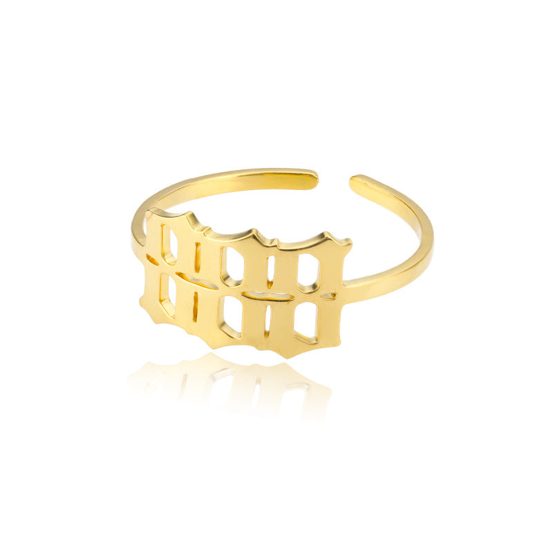 Angel Number Ring 18k Gold Plated Hypoallergenic Stainless Steel Adjustable Ring