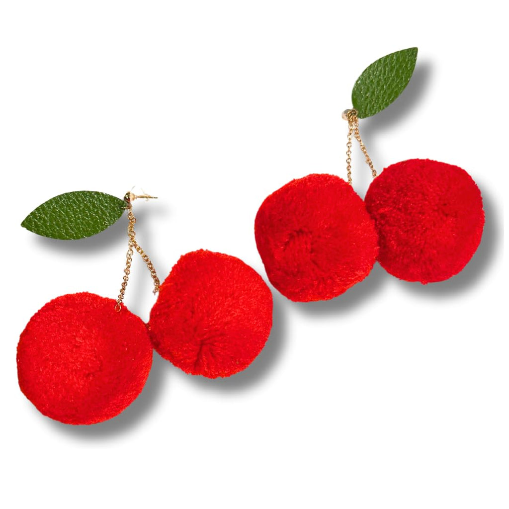 Mood Junky Cherry Pom Pom Earrings