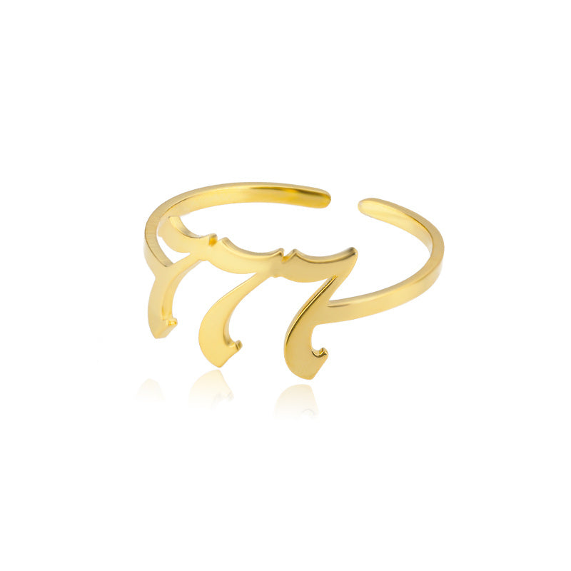 Angel Number Ring 18k Gold Plated Hypoallergenic Stainless Steel Adjustable Ring