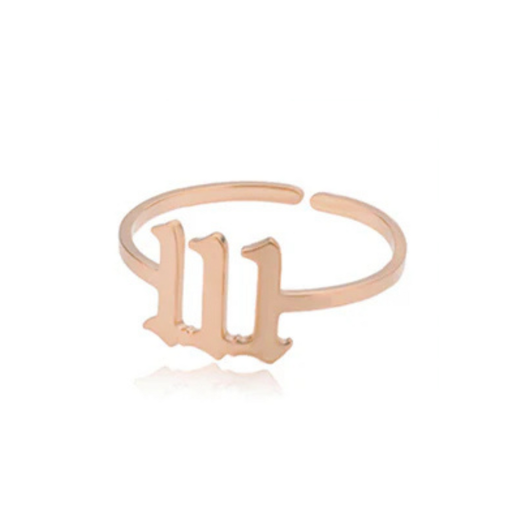 Angel Number Ring 18k Gold Plated Hypoallergenic Stainless Steel Adjustable Ring