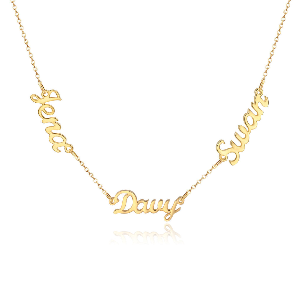 Multiple Custom Name Necklace 18k Gold Plated Stainless Steel Personalized Necklace