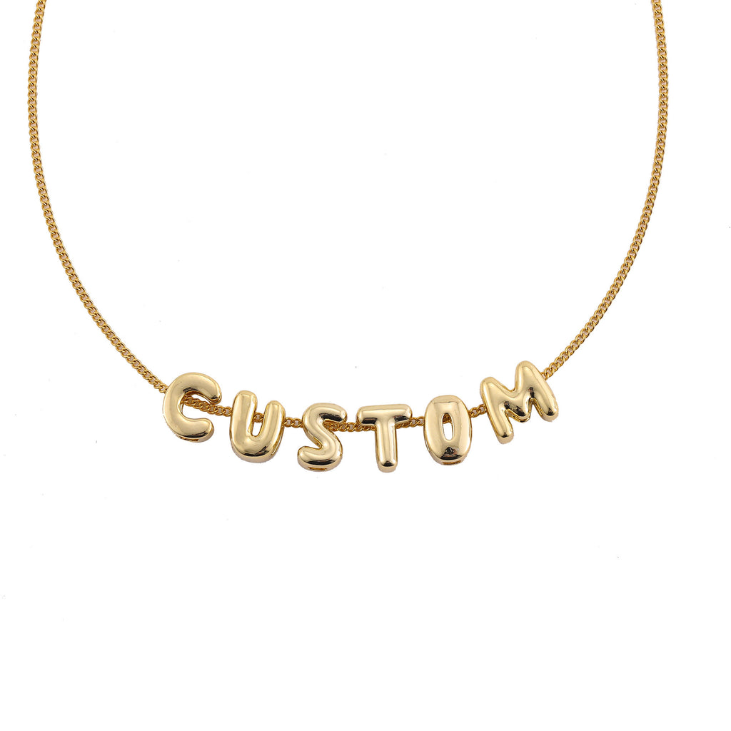 Custom Name Bubble Letter Necklace 18k Gold Plated Stainless Steel Personalized Letter Name Necklace