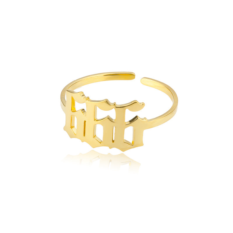 Angel Number Ring 18k Gold Plated Hypoallergenic Stainless Steel Adjustable Ring