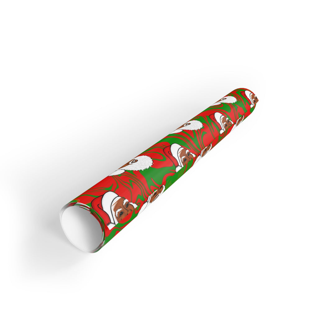 Black Santa Claus Holiday Christmas Gift Wrapping Paper Rolls, 1pc