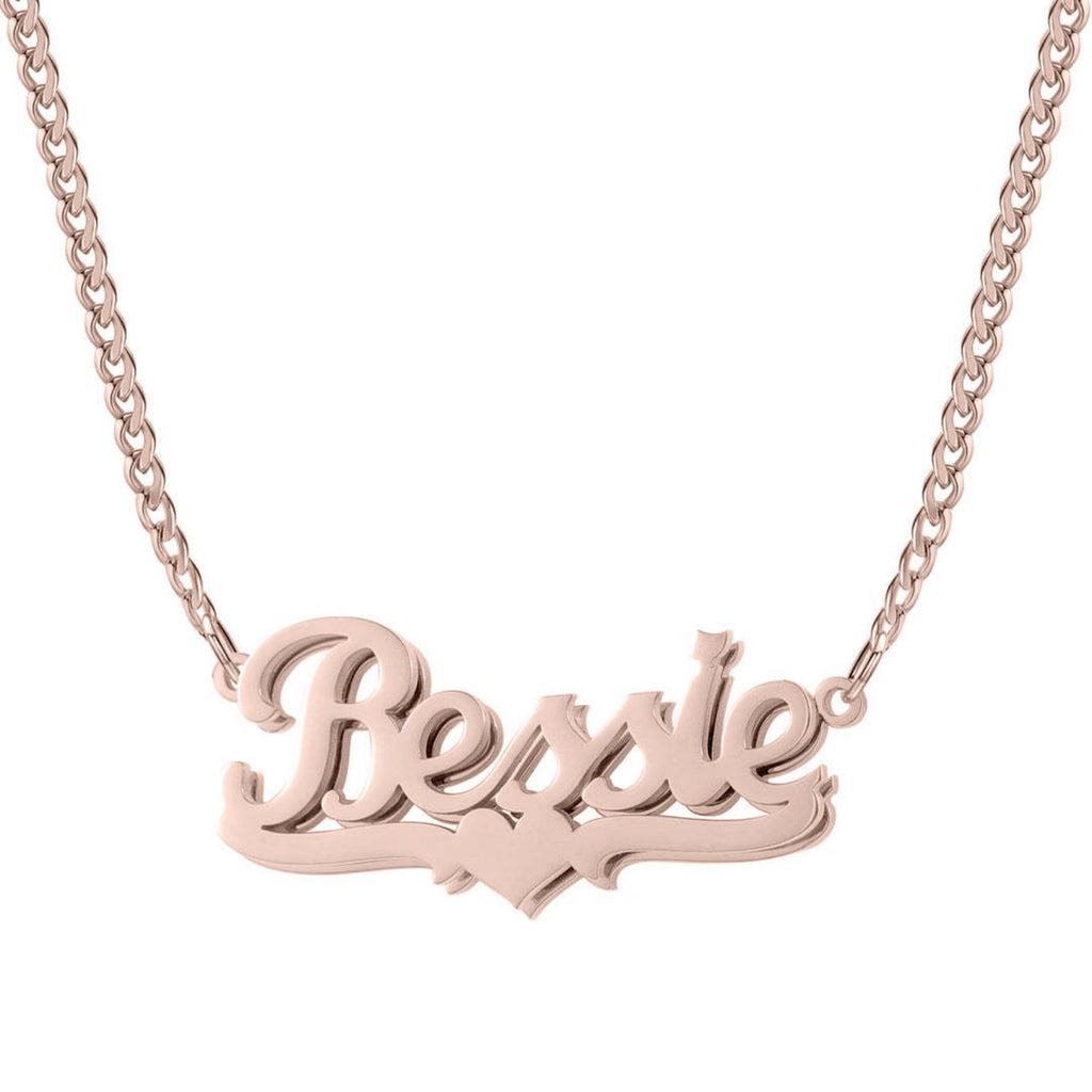 Double Plated Heart Custom Name Personalized Cuban Chain Necklace