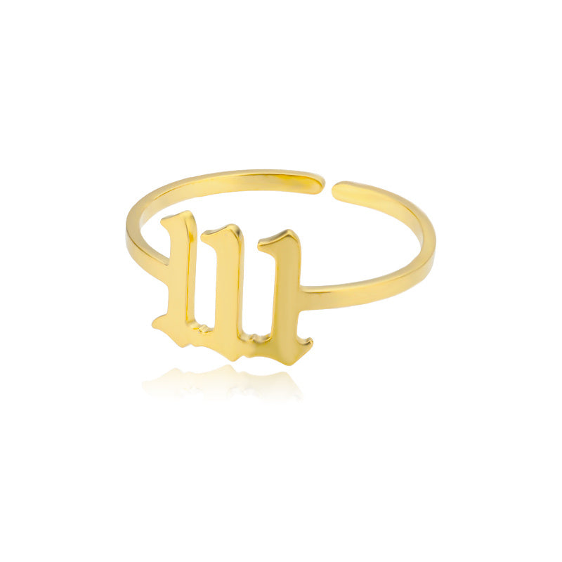Angel Number Ring 18k Gold Plated Hypoallergenic Stainless Steel Adjustable Ring