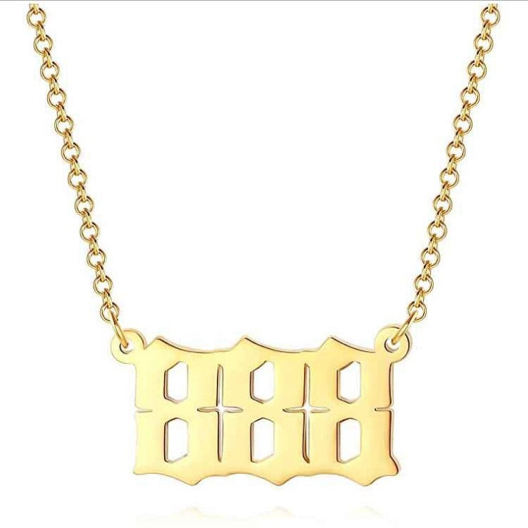 Angel Number Necklace 18k Gold Plated Hypoallergenic Stainless Steel 111 to 999