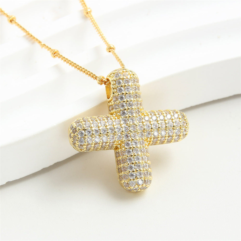 Custom Bubble Letter Initial Rhinestone Pendant Necklace 18K Gold Plated Stainless Steel Personalized Alphabet Letter Initial Necklace