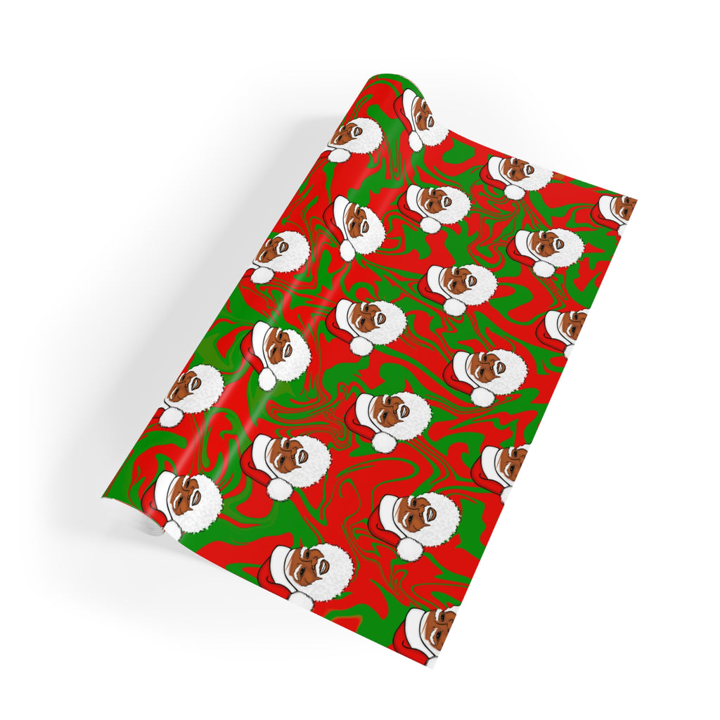 Black Santa Claus Holiday Christmas Gift Wrapping Paper Rolls, 1pc