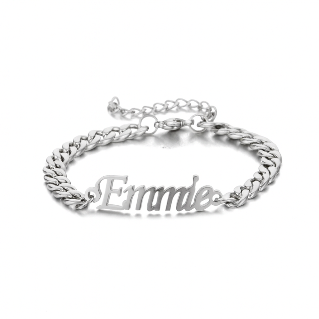 Custom Name Cuban Chain Bracelet 18k Gold Plated Stainless Steel 4mm Unisex Jewelry