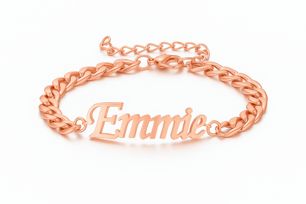 Custom Name Cuban Chain Bracelet 18k Gold Plated Stainless Steel 4mm Unisex Jewelry