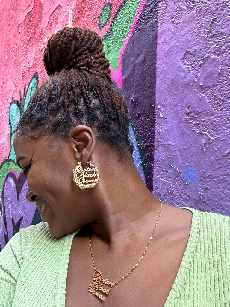 Protect Black Women Bamboo 18k Gold Hoop Earrings (PRE-ORDER ONLY)