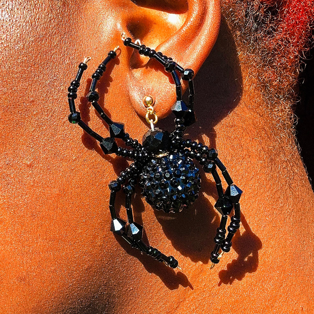 Anansi The Spider Hand-beaded Earrings