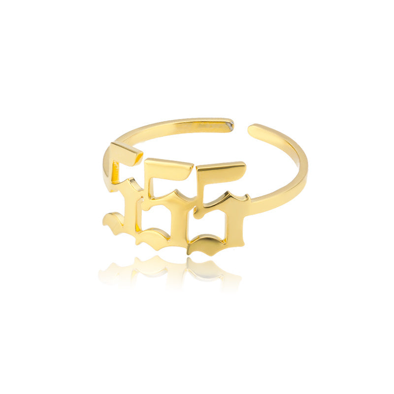 Angel Number Ring 18k Gold Plated Hypoallergenic Stainless Steel Adjustable Ring