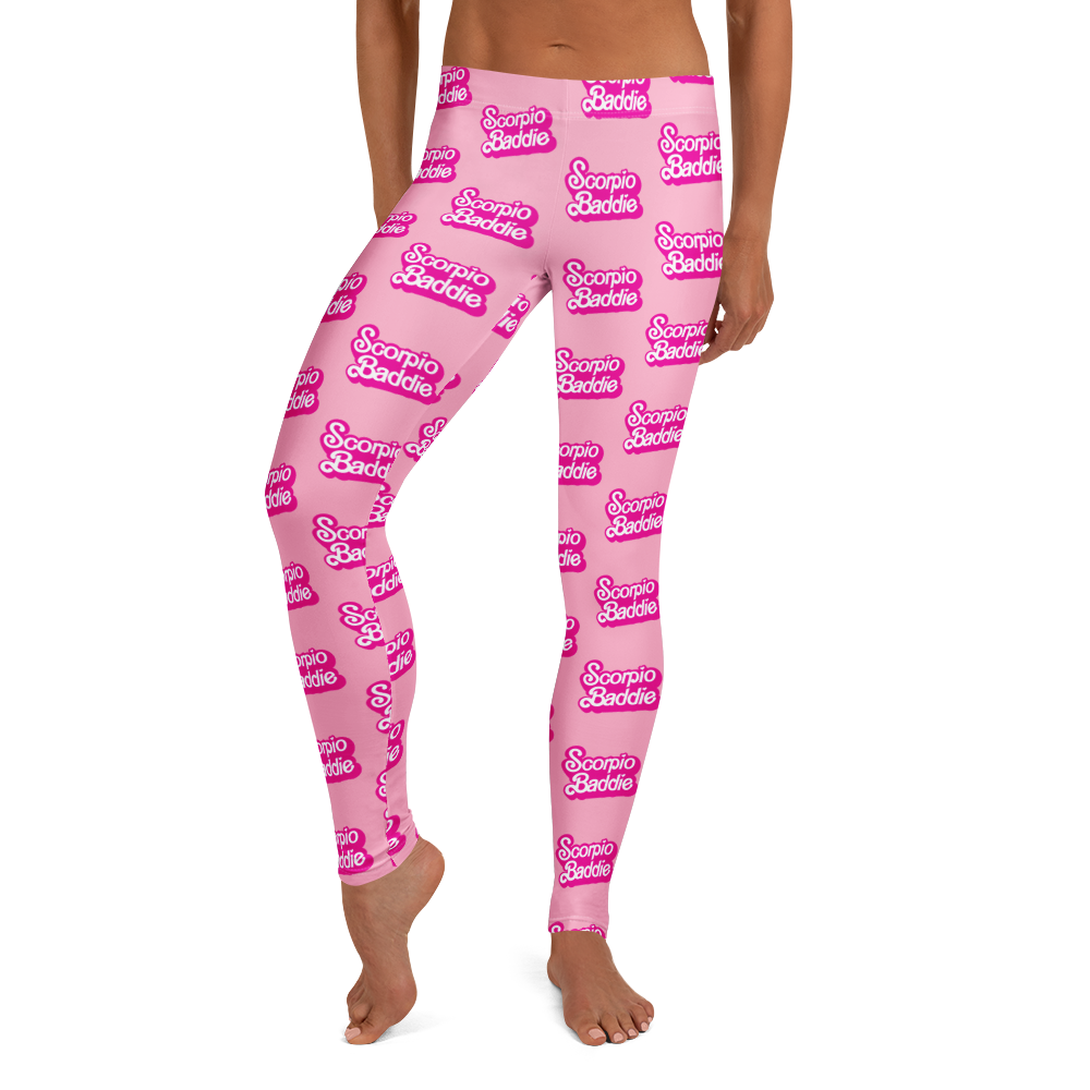 Custom Zodiac Sign Baddie Leggings – Astrology Activewear with Vintage Barbie Inspired Font (All 12 Zodiac Signs)