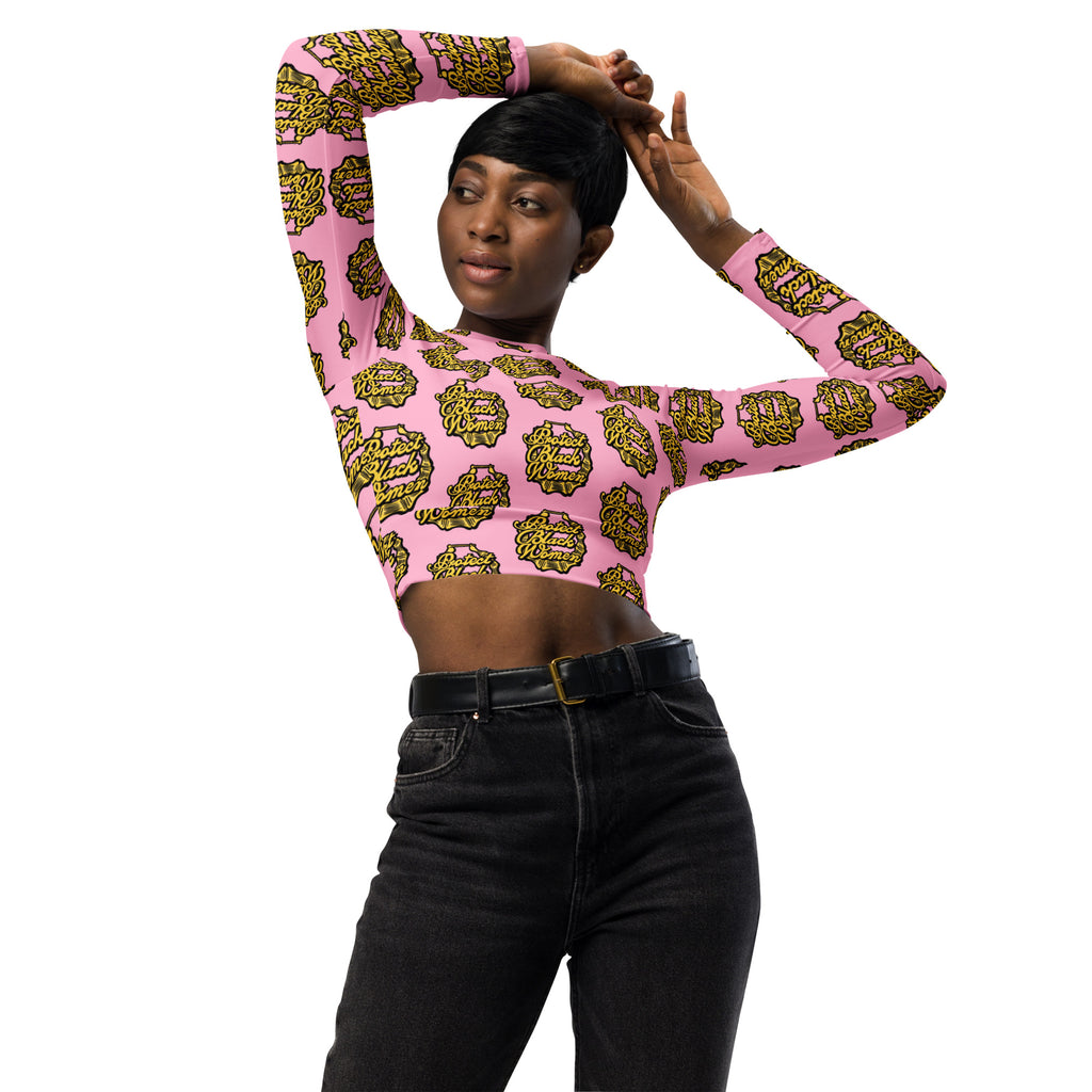Protect Black Women Pink Recycled Long-Sleeve Crop Top