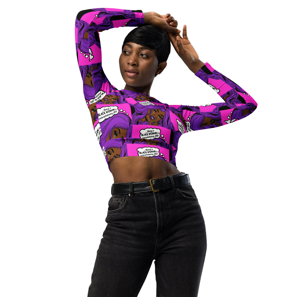 "The Intersectionality" recycled material long-sleeve crop top
