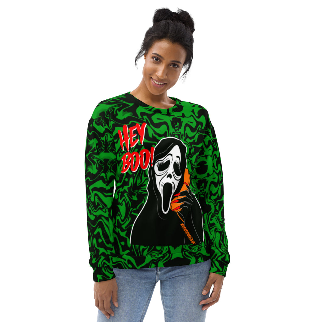 Hey Boo! Scream Mask Halloween Unisex Sweatshirt