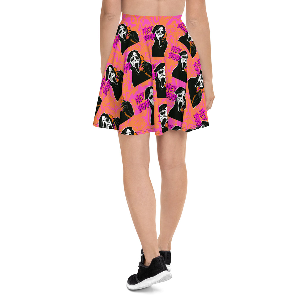 Pink Hey Boo! Scream Mask Halloween Skirt