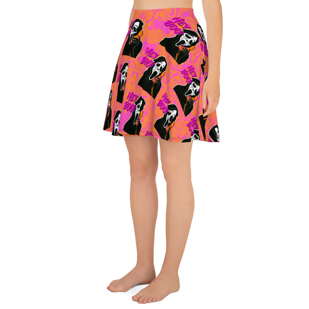 Pink Hey Boo! Scream Mask Halloween Skirt