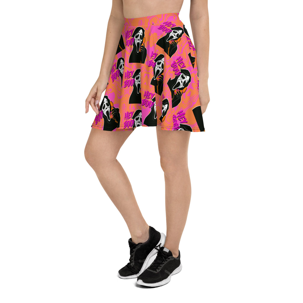 Pink Hey Boo! Scream Mask Halloween Skirt