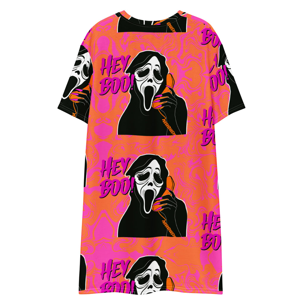 Pink Hey Boo! Scream Mask Halloween T-shirt/Lounge Dress