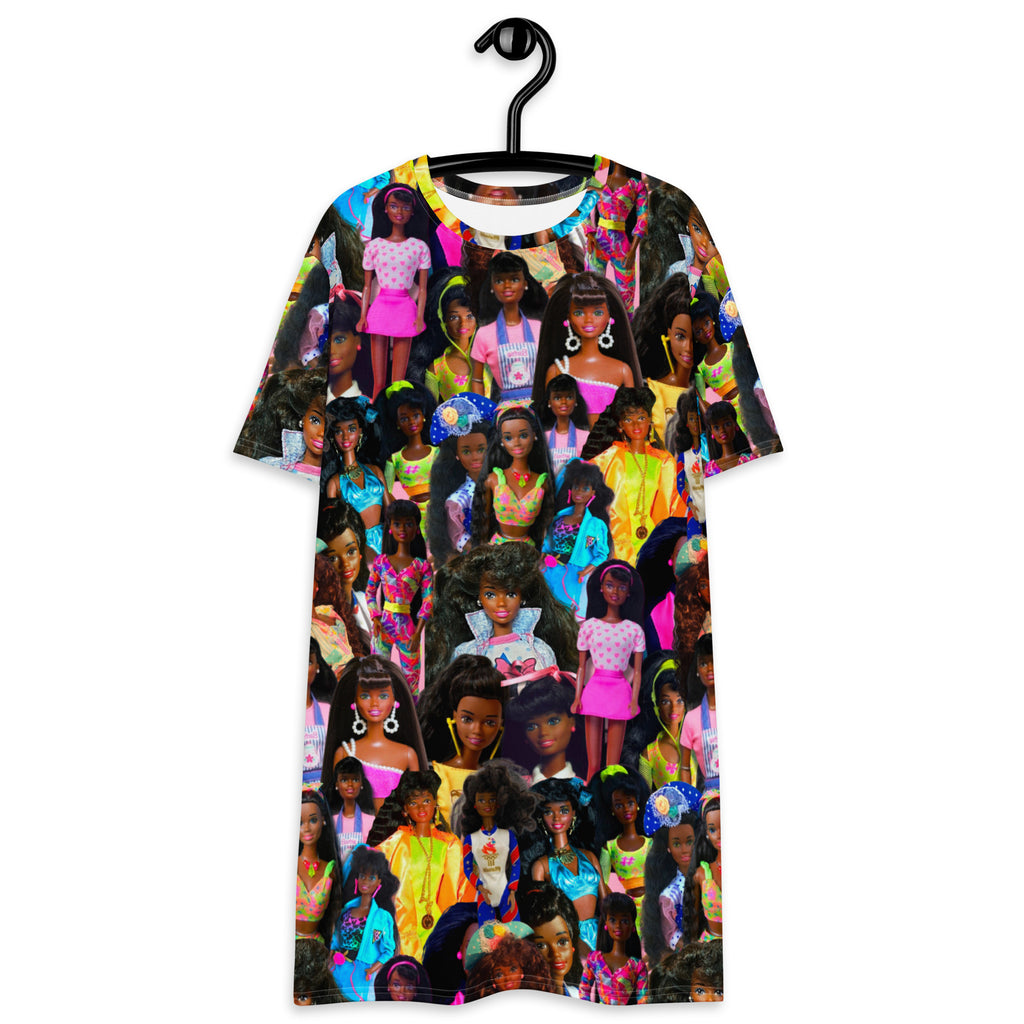 90's Vintage Black Barbieee Christieee Lounge-dress/Nightown/T-shirt Dress