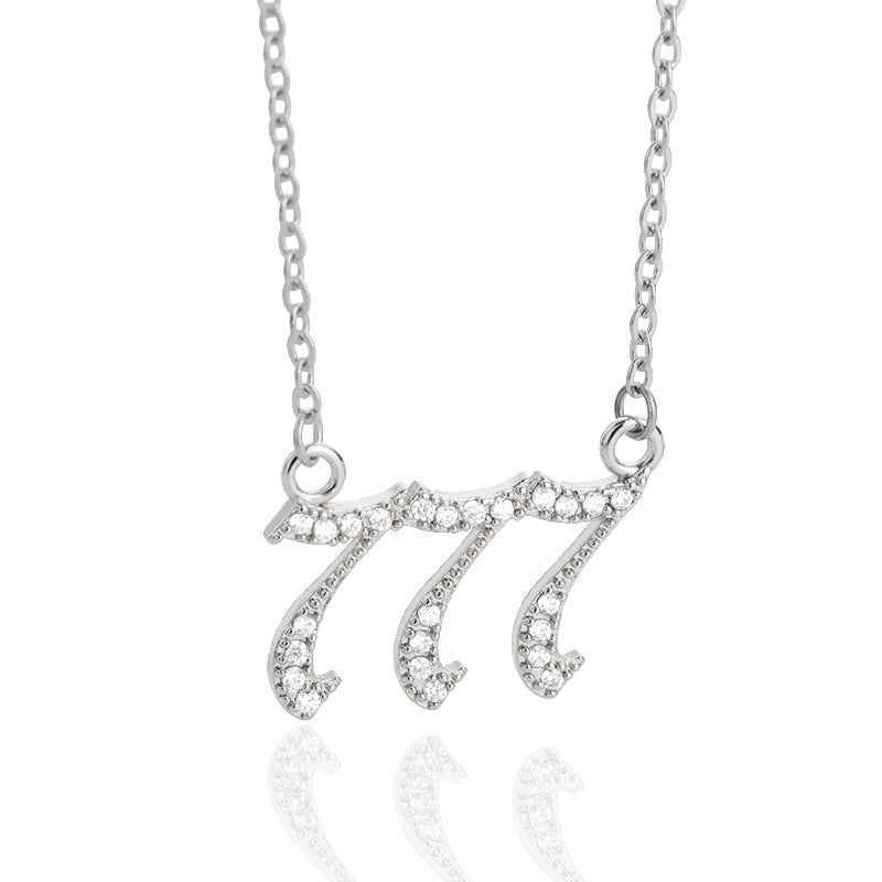 Rhinestone Angel Number Necklace Cubic Zirconia Rhinestone 18k Gold/Silver Plated Stainless Steel Necklace