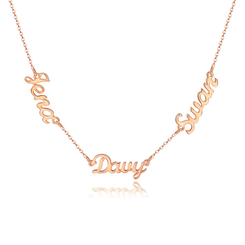 Multiple Custom Name Necklace 18k Gold Plated Stainless Steel Personalized Necklace