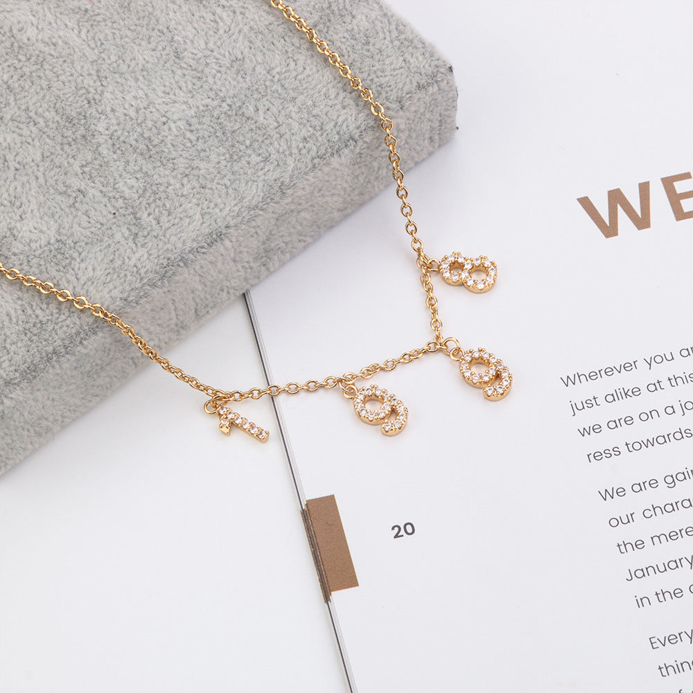 Custom Personalized Cubic Zirconia Letter Necklace