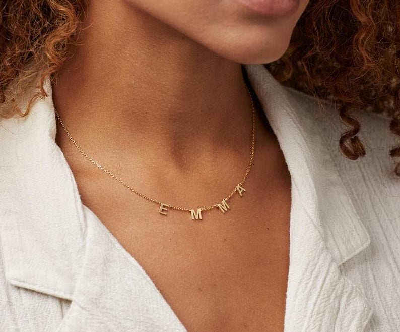 Custom Letter Necklace 18k Gold Plated Hypoallergenic Stainless Steel Personalized Alphabet Name Necklace