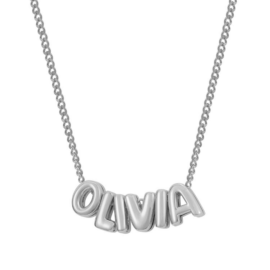Custom Name Bubble Letter Necklace 18k Gold Plated Stainless Steel Personalized Letter Name Necklace