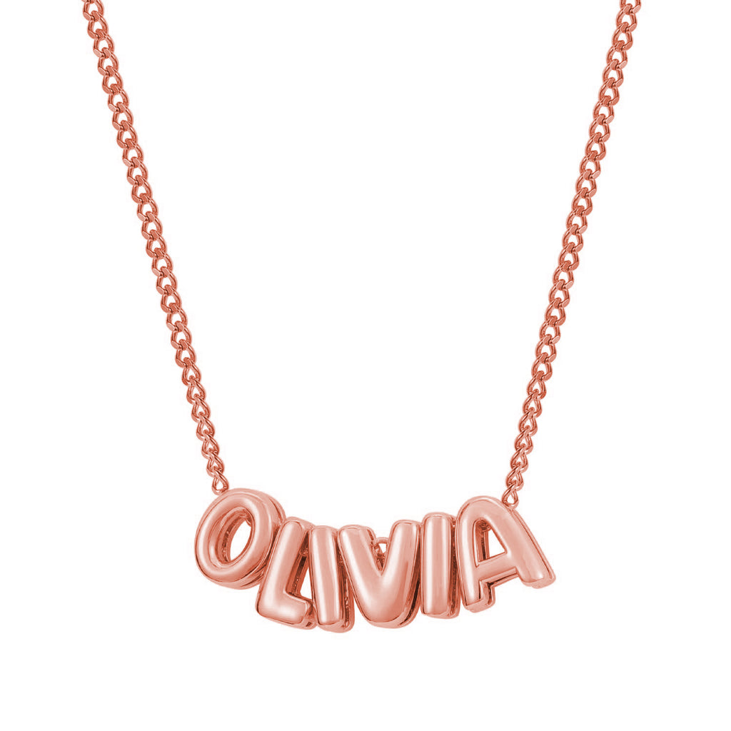 Custom Name Bubble Letter Necklace 18k Gold Plated Stainless Steel Personalized Letter Name Necklace