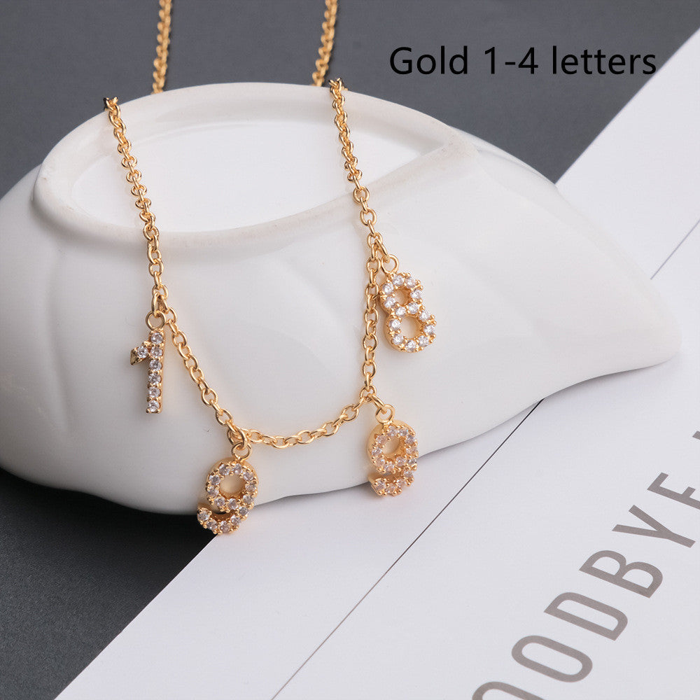 Custom Personalized Cubic Zirconia Letter Necklace