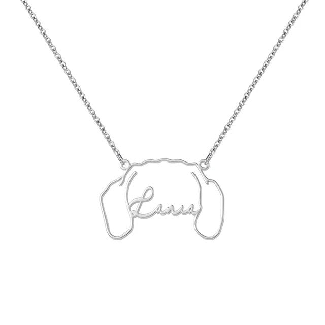 Custom Dog/Cat Name & Ears Necklace Personalized 18k Gold Plated Stainless Steel Pet Name And Ears Necklace
