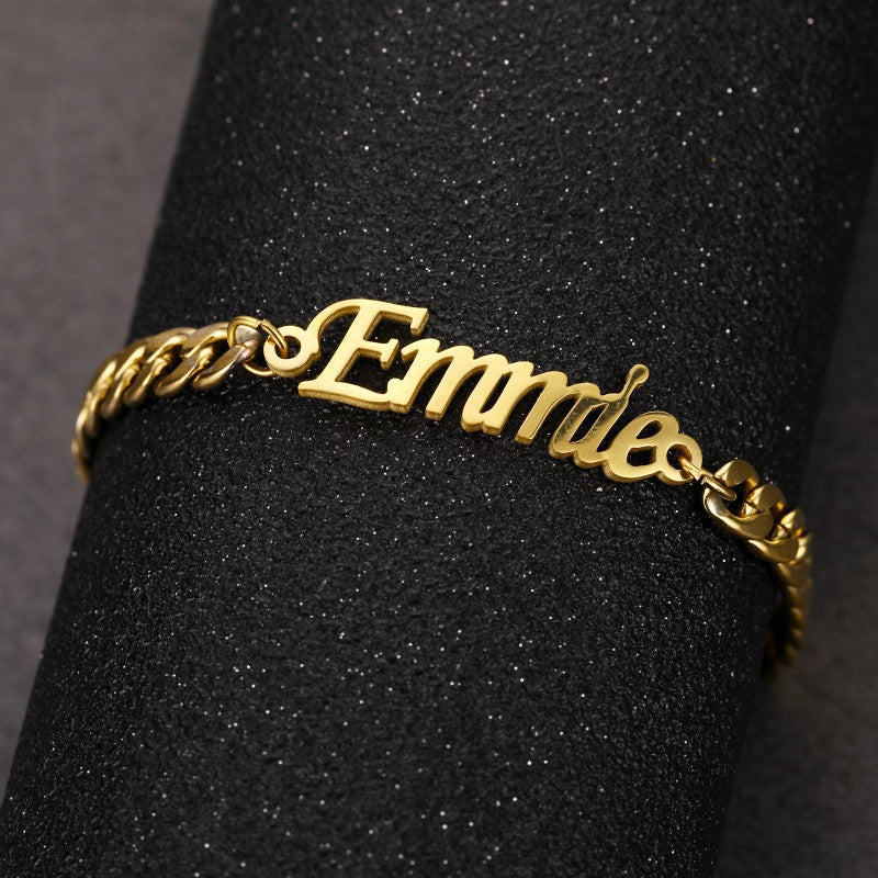 Custom Name Cuban Chain Bracelet 18k Gold Plated Stainless Steel 4mm Unisex Jewelry